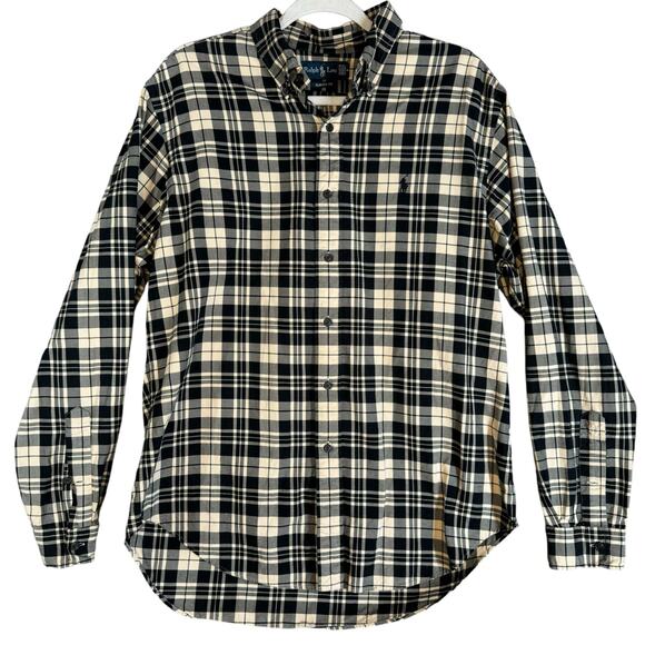 Ralph Lauren Shirt Mens LRG Classic Fit Plaid Preppy Old Money Long Sleeve Fall - Picture 1 of 13